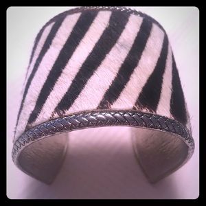 Wonderful black and white zebra hair bangle!